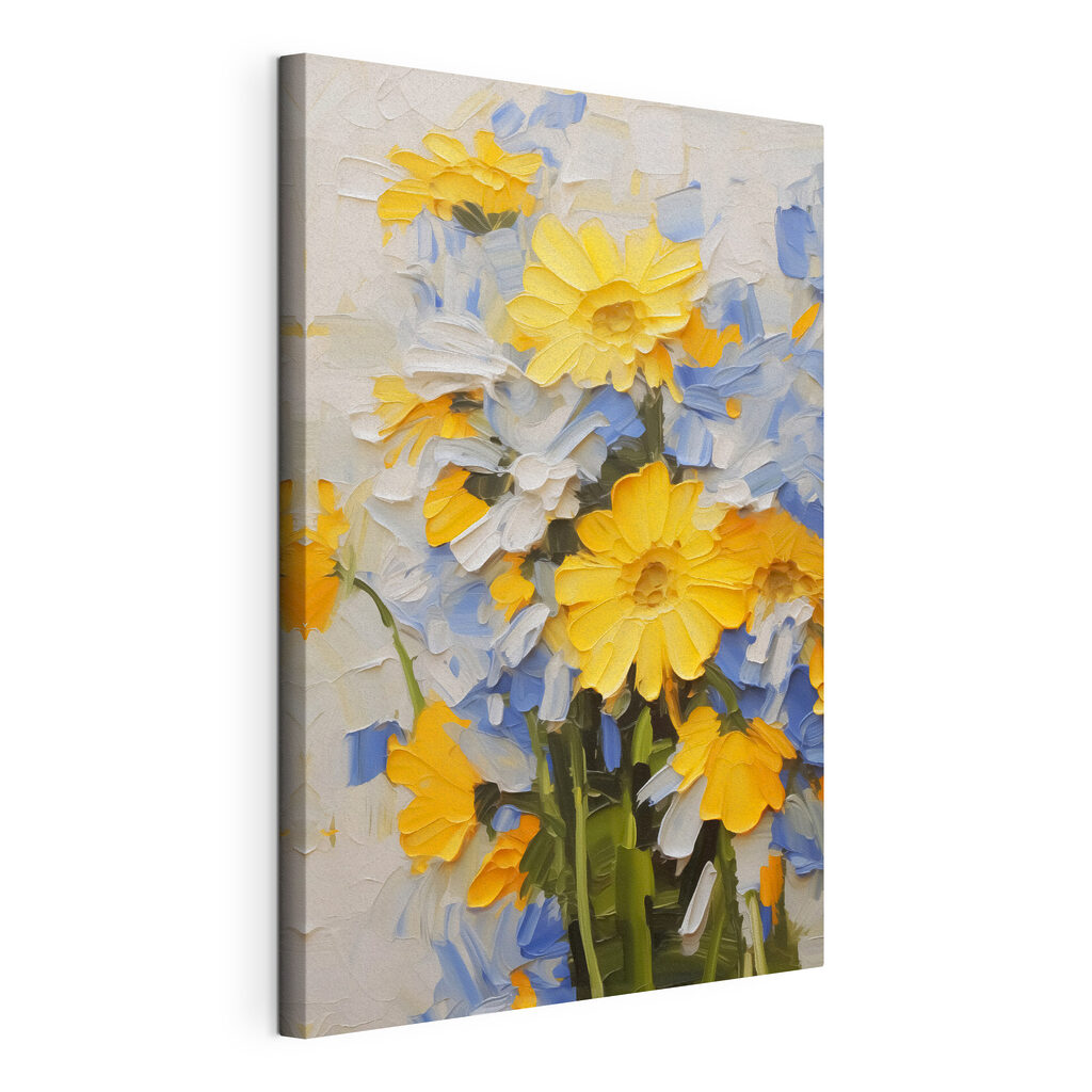 Painting of yellow and blue flowers Painting of yellow and blue flowers