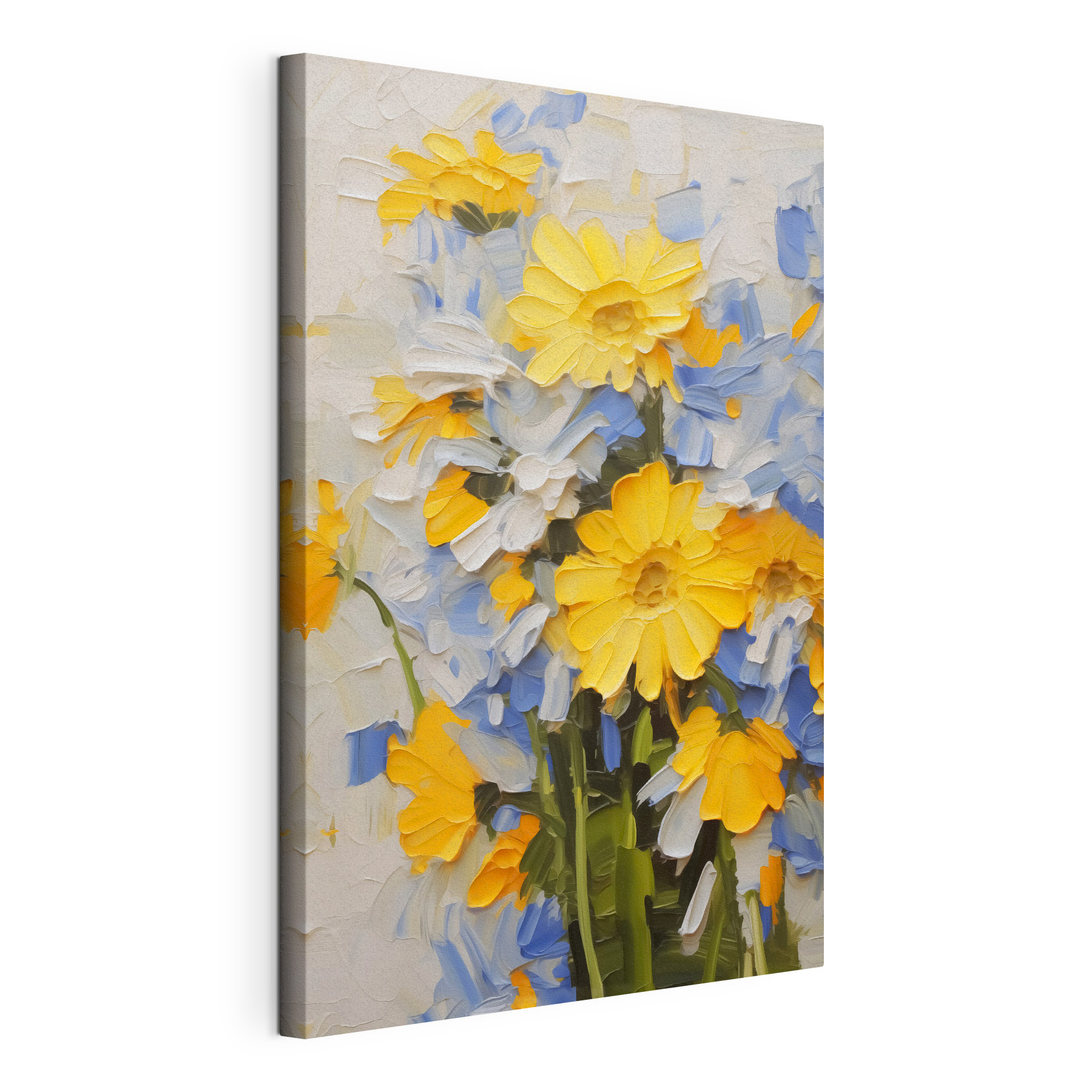 Painting of yellow and blue flowers Painting of yellow and blue flowers