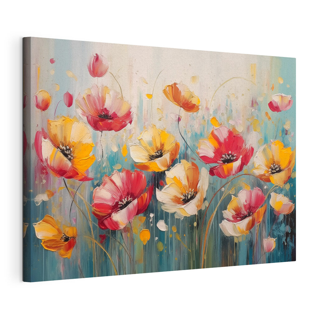 Painting of flowers on a blue background Painting of flowers on a blue background