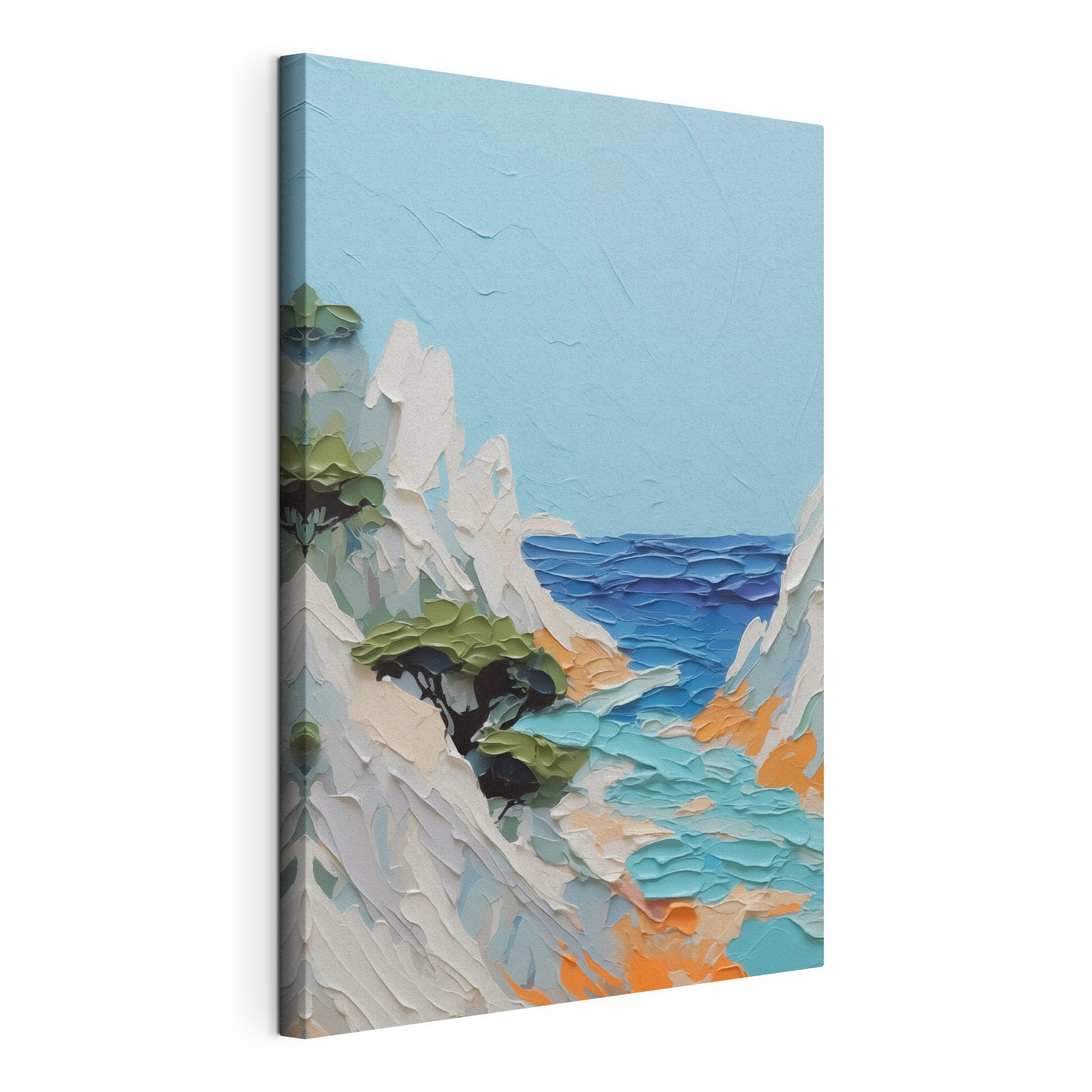 Painting of a beach and trees Painting of a beach and trees