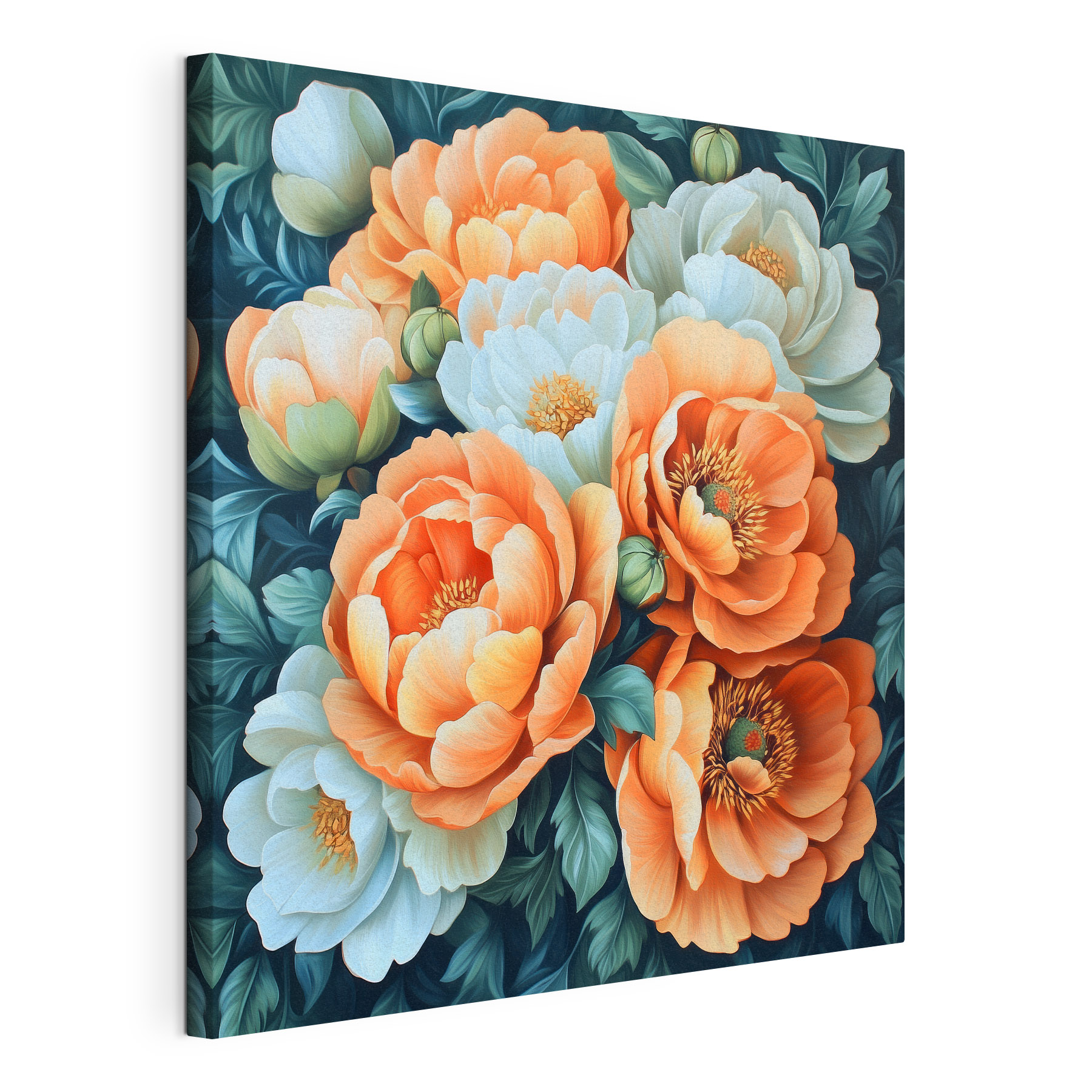 Painting of flowers on a blue background