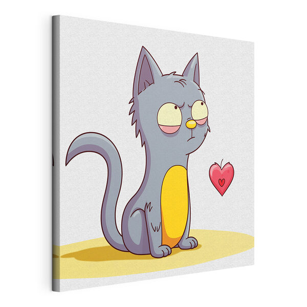 Quadri Vignetta di un gatto che guarda un cuore (COD: s42880) Quadri Quadri Vignetta di un gatto che guarda un cuore (COD: s42880)