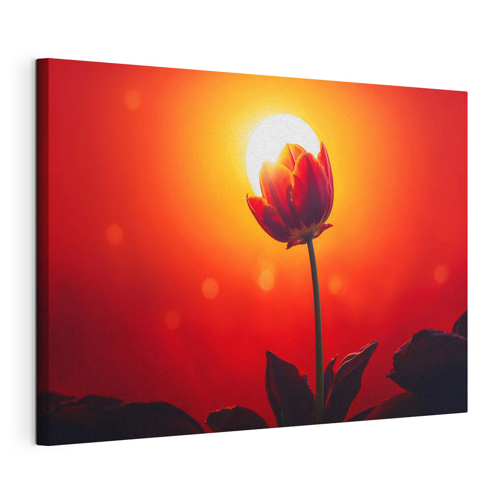 Red tulip with the sun behind it Red tulip with the sun behind it