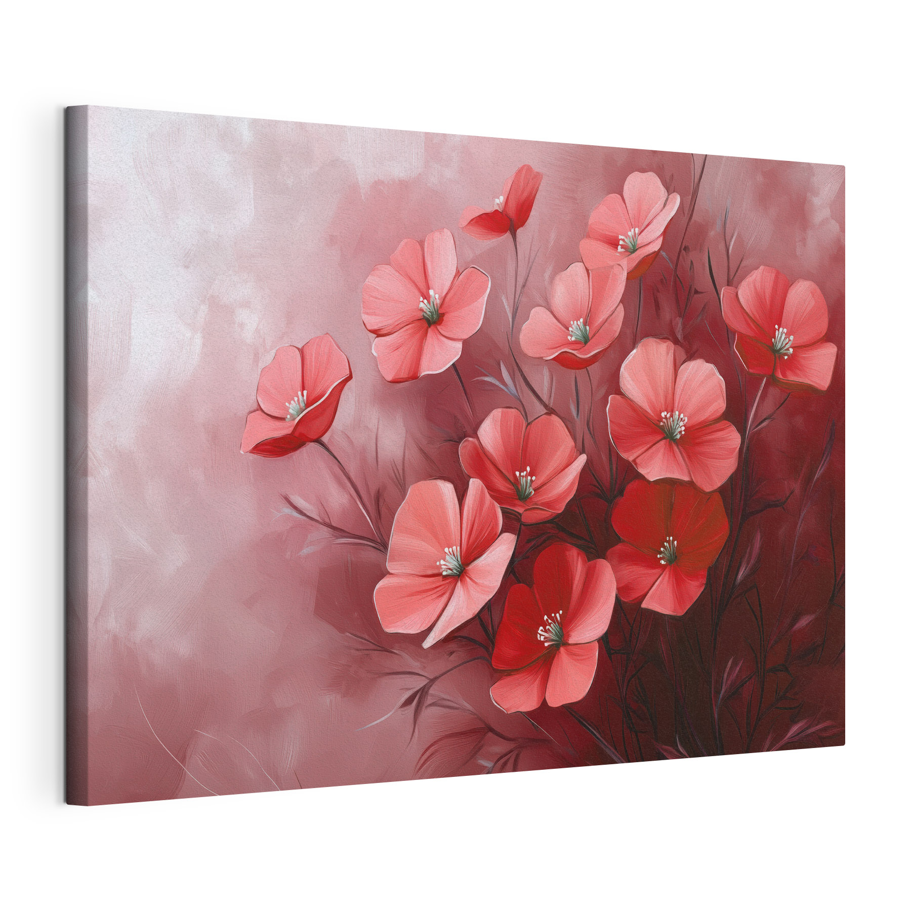 Painting of flowers on a pink background