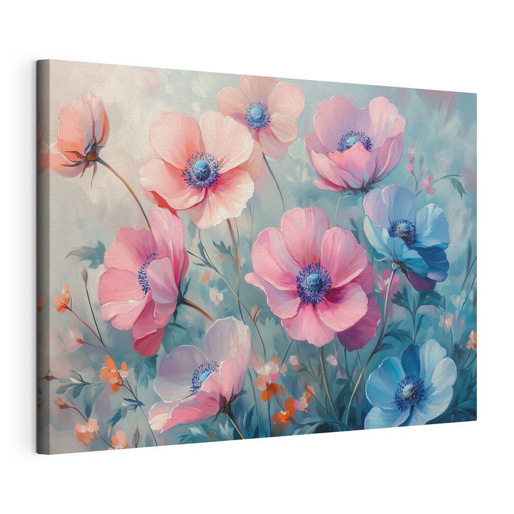 Painting of flowers on a blue background Painting of flowers on a blue background