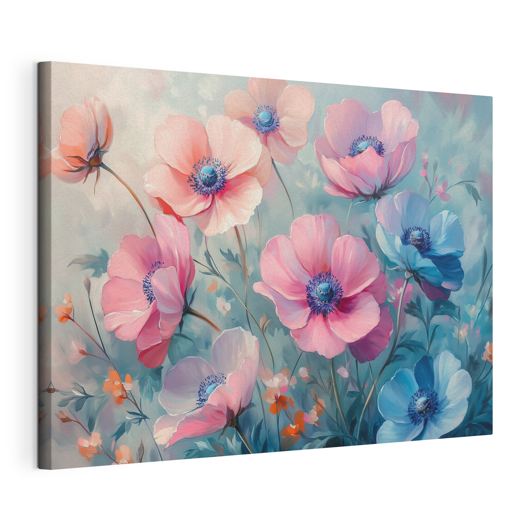 Painting of flowers on a blue background Painting of flowers on a blue background