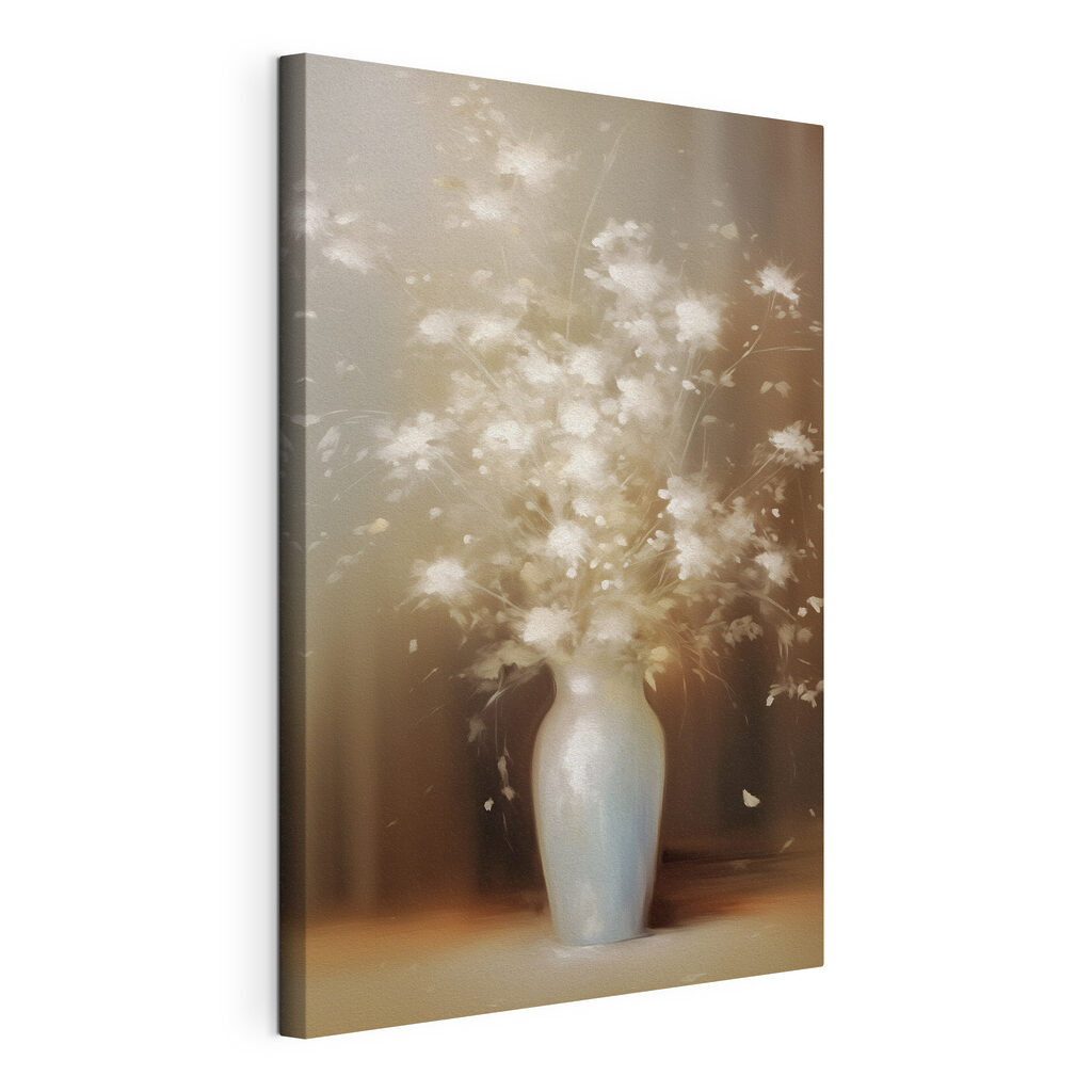 White vase with white flowers White vase with white flowers