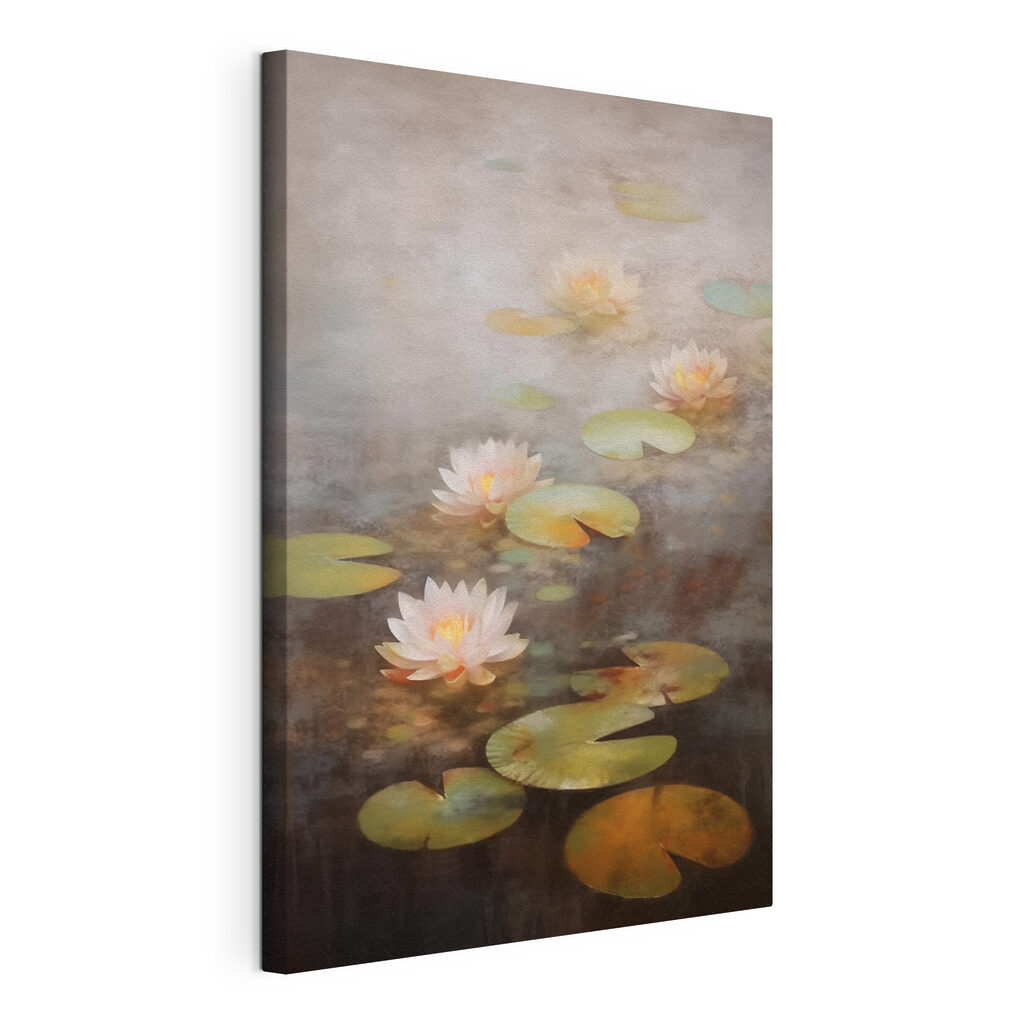 Water lily flowers and lily pads Water lily flowers and lily pads