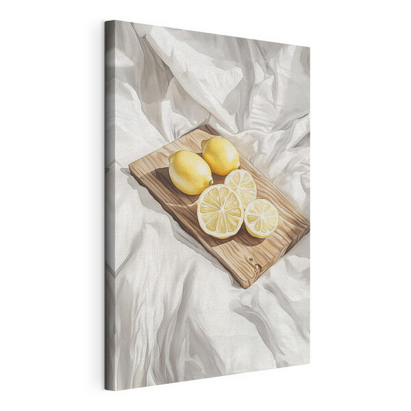 Quadri Quadri Limoni e fette su un tagliere di legno (COD: s43064)
