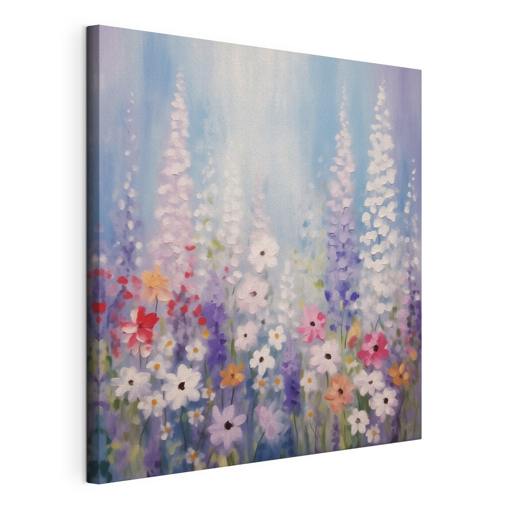 Painting of flowers on a blue background