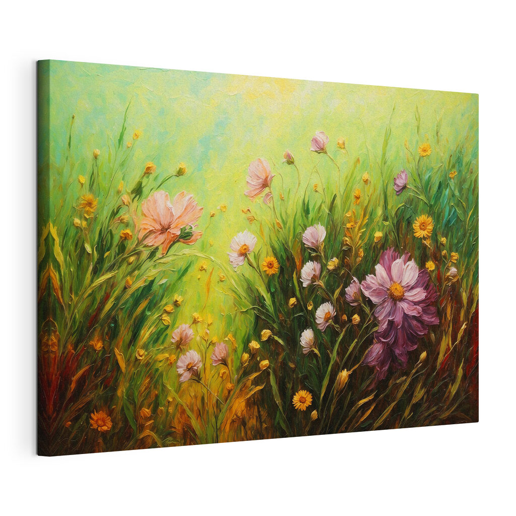 Painting of flowers in a field
