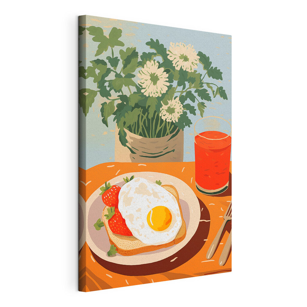 Plate of food with a sunny side up egg and strawberries