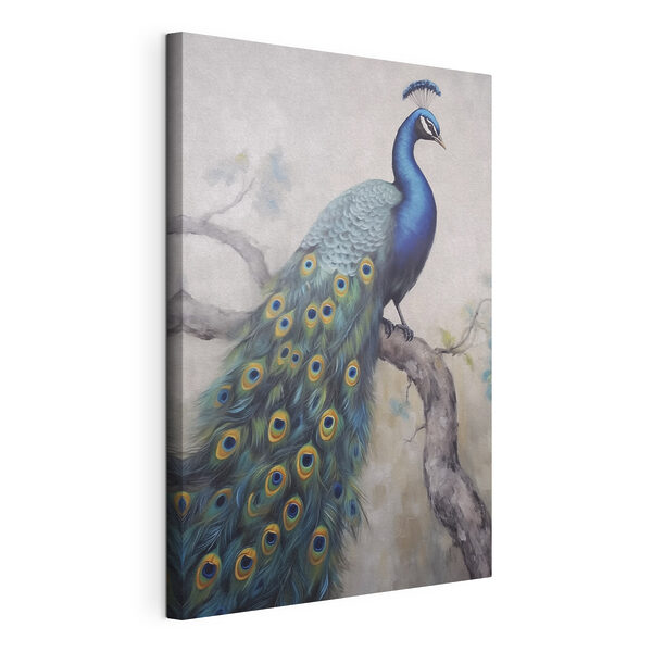 Painting of a peacock on a branch