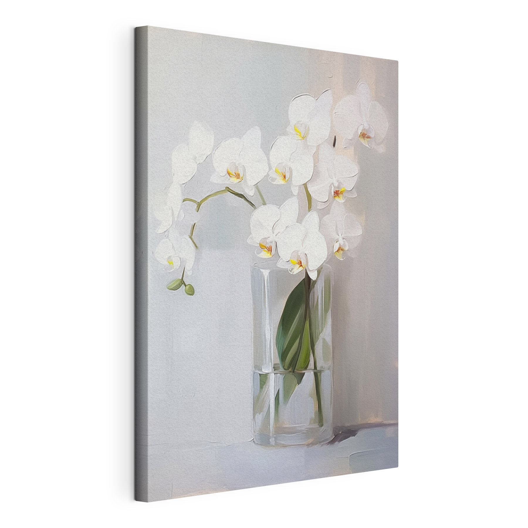 Painting of a white orchid in a glass vase Painting of a white orchid in a glass vase
