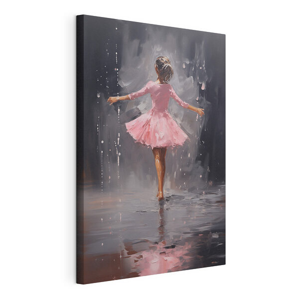 Quadri Dipinto raffigurante una ragazza con un vestito rosa che balla sotto la pioggia (COD: s43258) Quadri Quadri Dipinto raffigurante una ragazza con un vestito rosa che balla sotto la pioggia (COD: s43258)