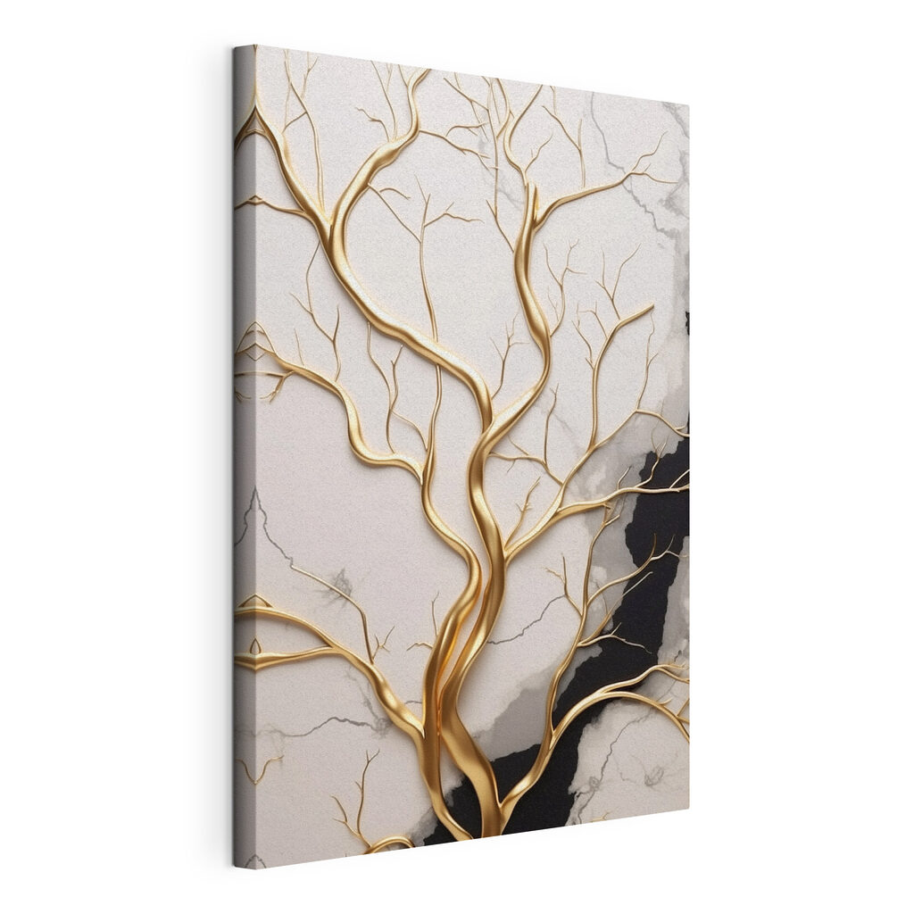 Elegant tree branches on marble backdrop Elegant tree branches on marble backdrop