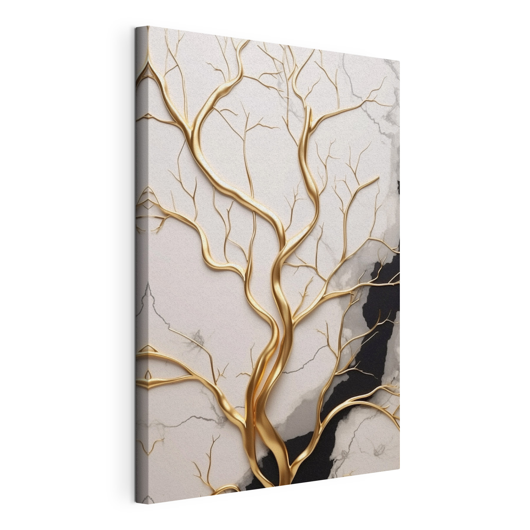 Elegant tree branches on marble backdrop Elegant tree branches on marble backdrop