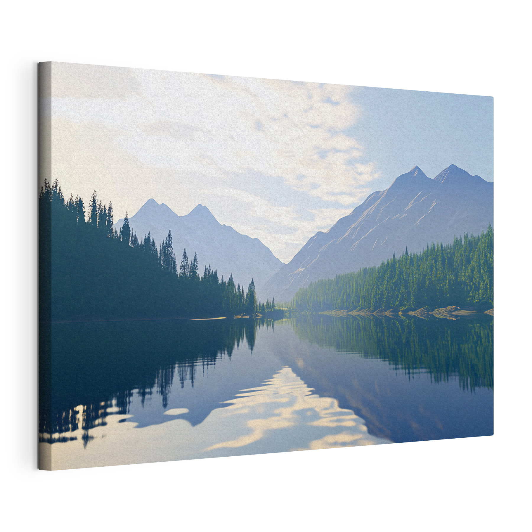 Lake with trees and mountains in the background Lake with trees and mountains in the background