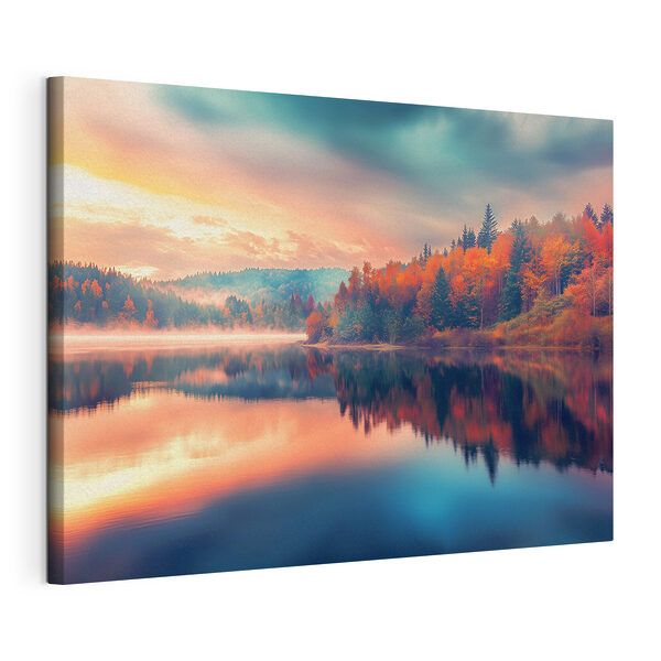 Quadri Quadri Lago con alberi e nuvole nel cielo (COD: s43290)