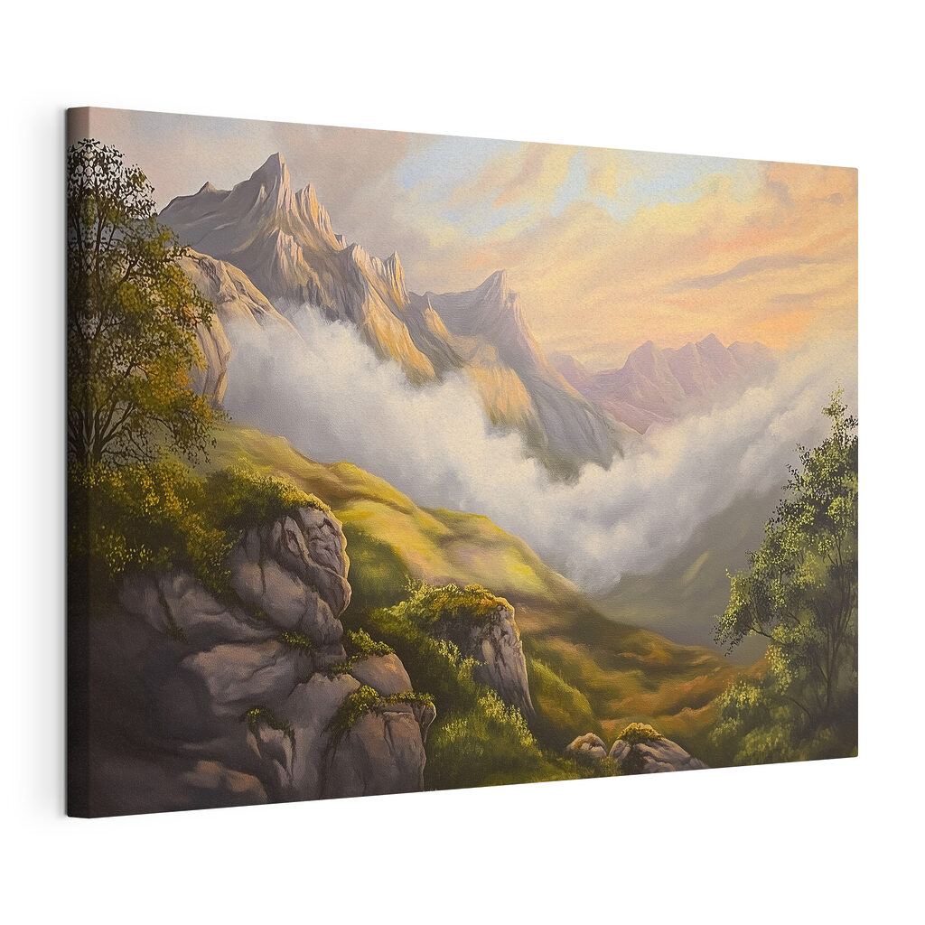 Painting of mountains and clouds Painting of mountains and clouds