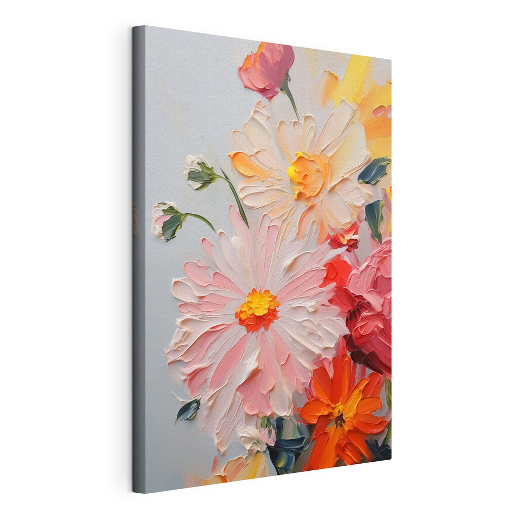 Painting of flowers on a white surface