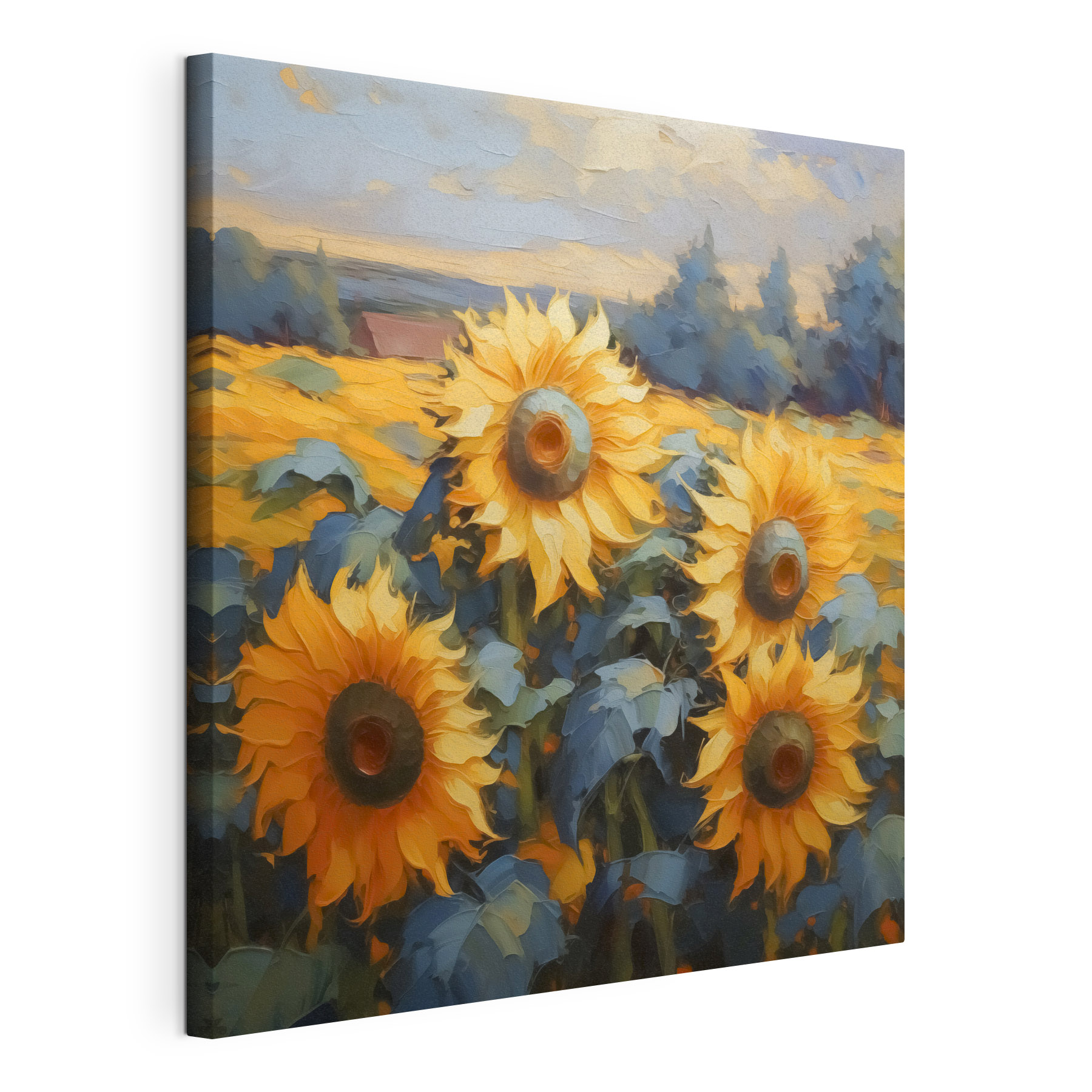 Painting of sunflowers in a field Painting of sunflowers in a field