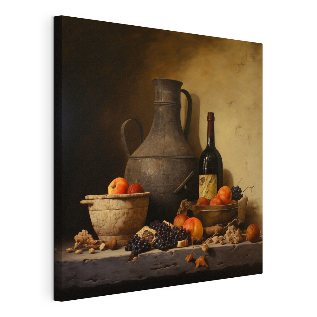 Still life with fruit and a bottle Still life with fruit and a bottle