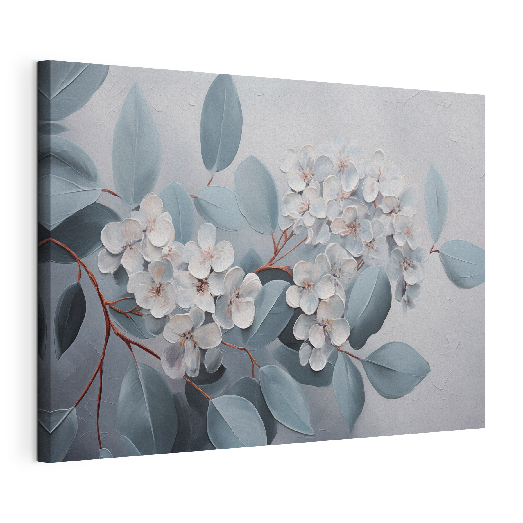 Painting of white flowers and leaves Painting of white flowers and leaves