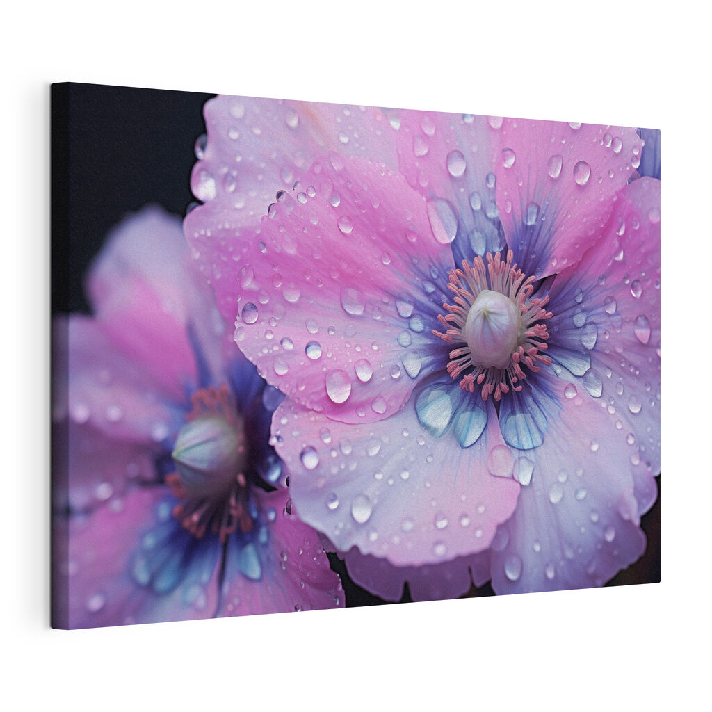 Delicate flowers adorned with water droplets Delicate flowers adorned with water droplets