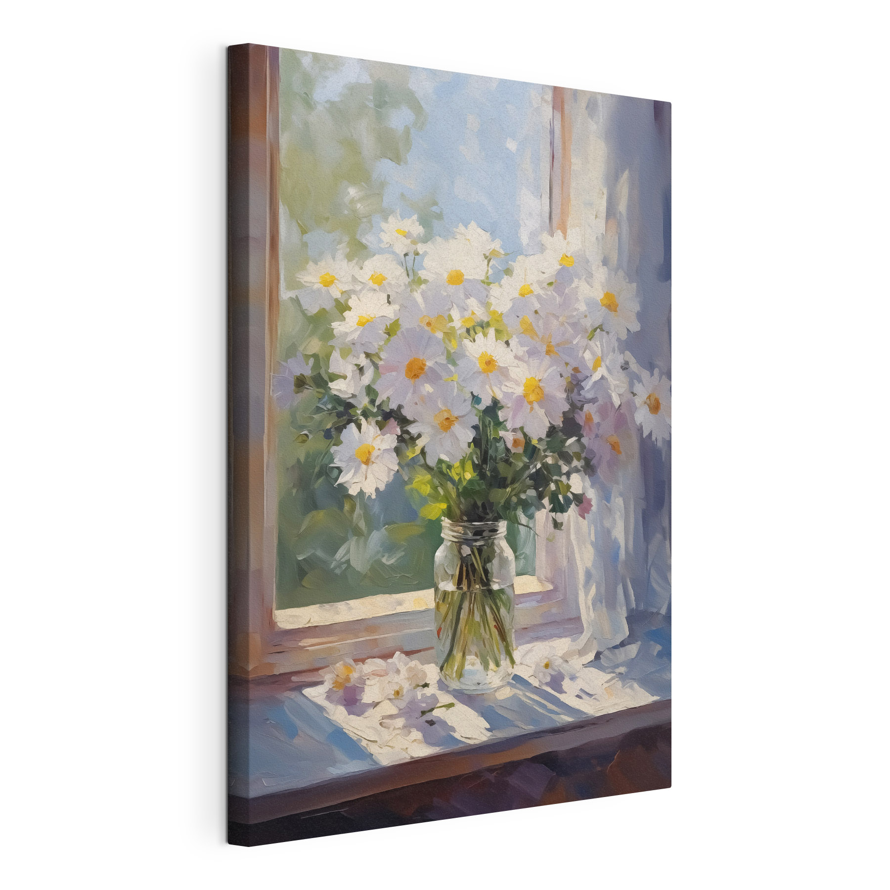 Painting of flowers in a glass jar Painting of flowers in a glass jar