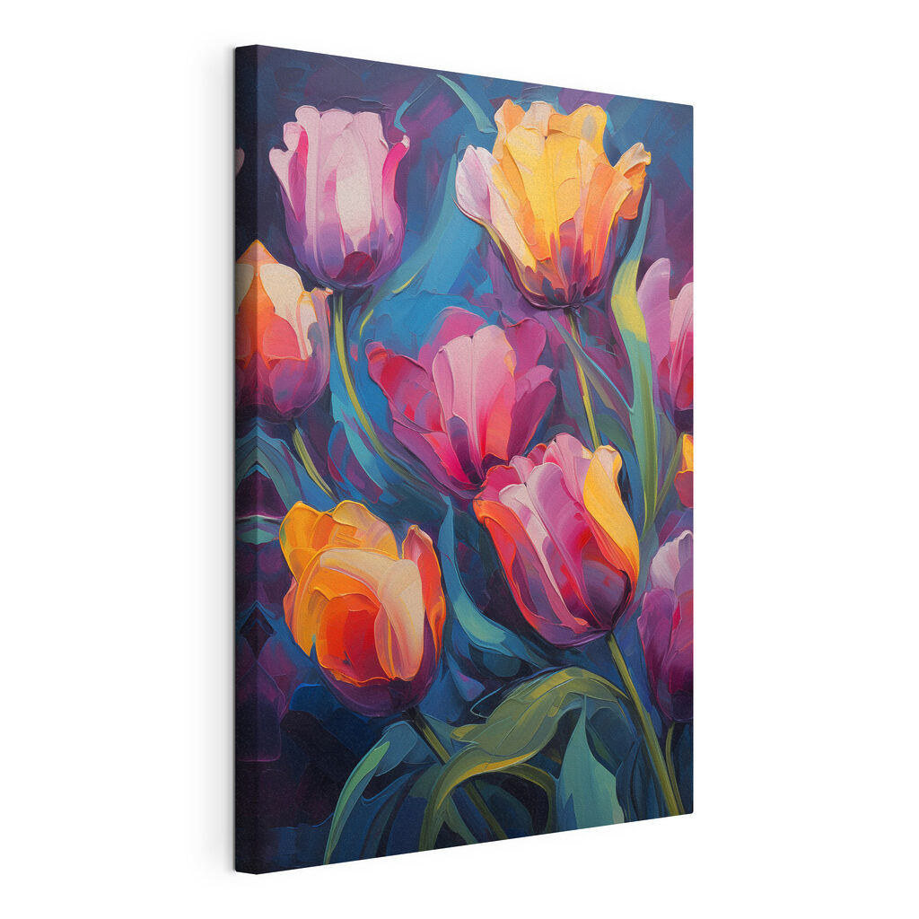 Painting of flowers on a blue background Painting of flowers on a blue background