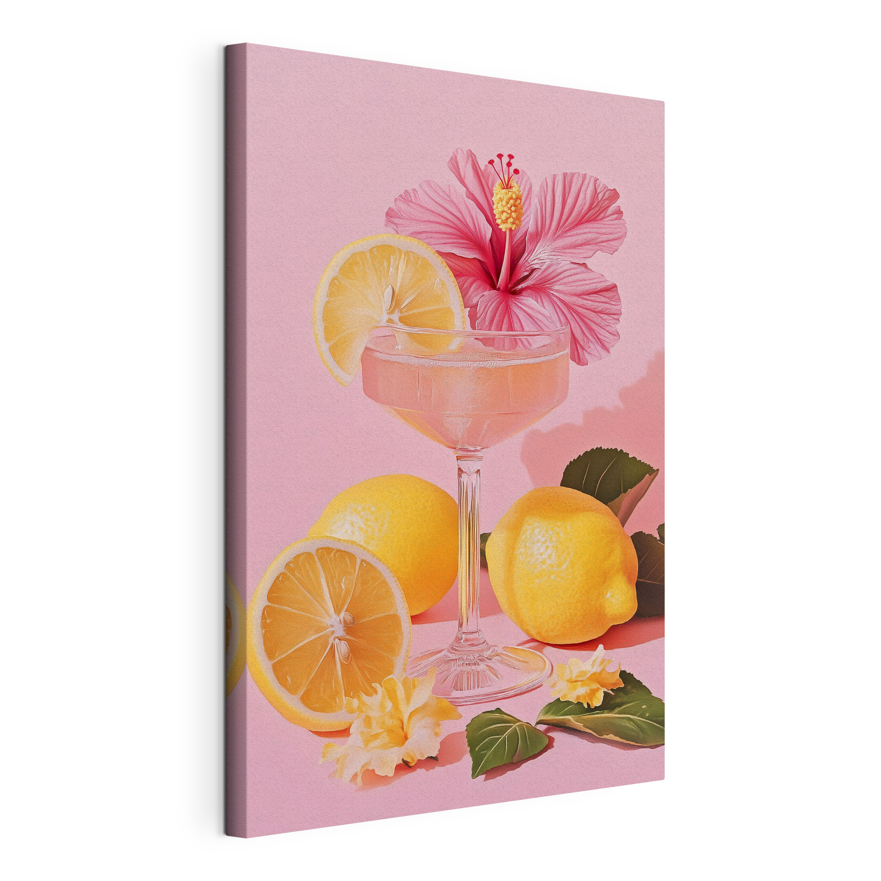 Glass with a drink and lemons
