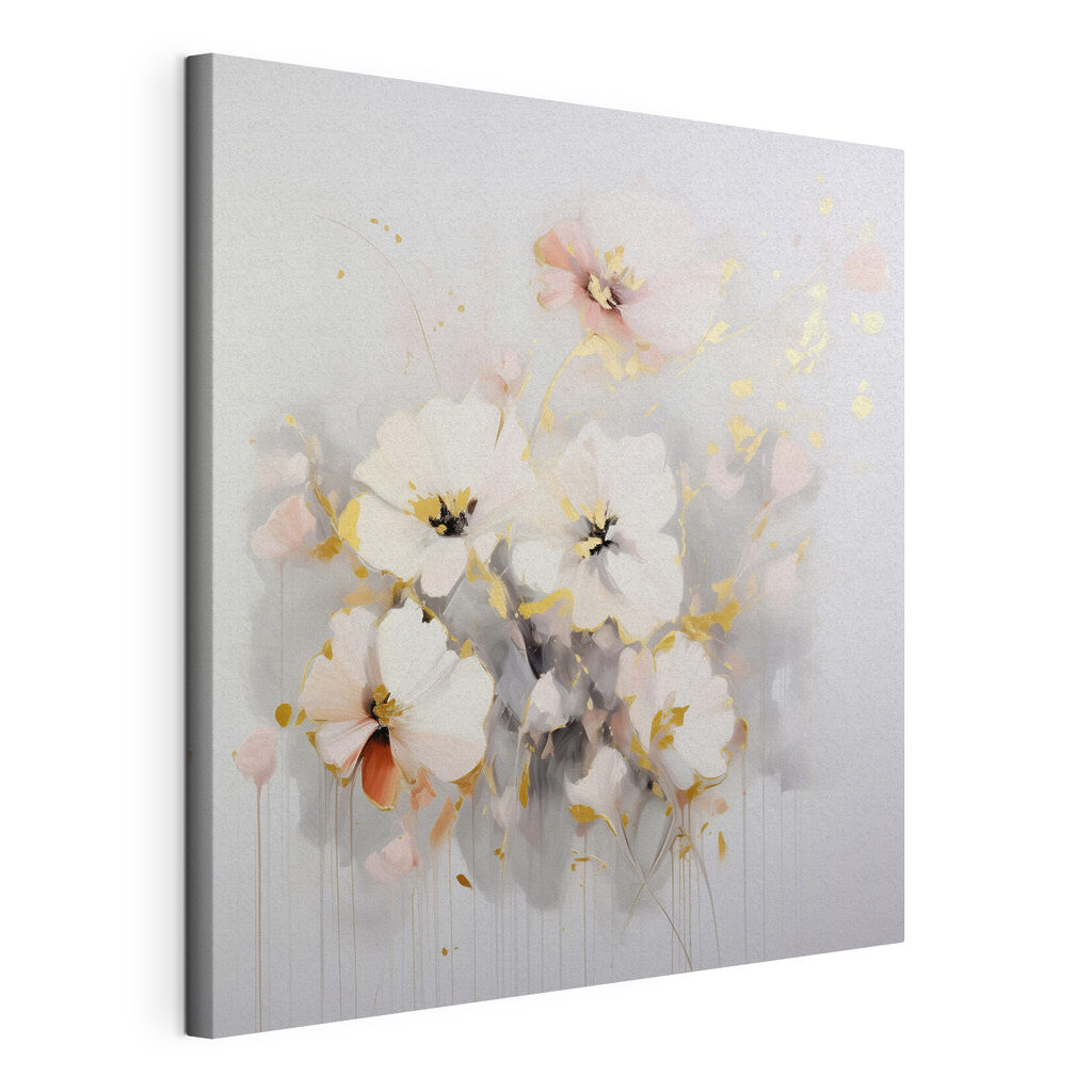 Painting of flowers on a white surface Painting of flowers on a white surface