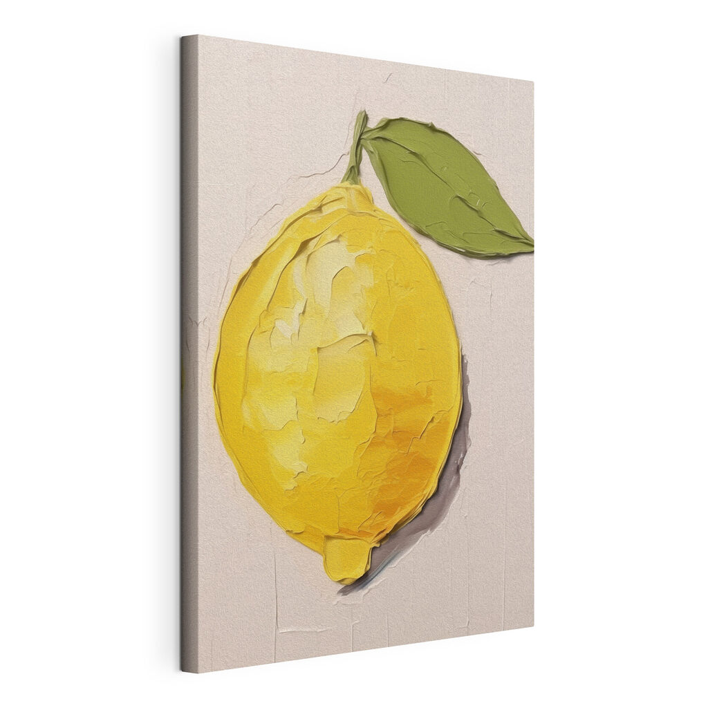 Lemon with leaves painted on it Lemon with leaves painted on it