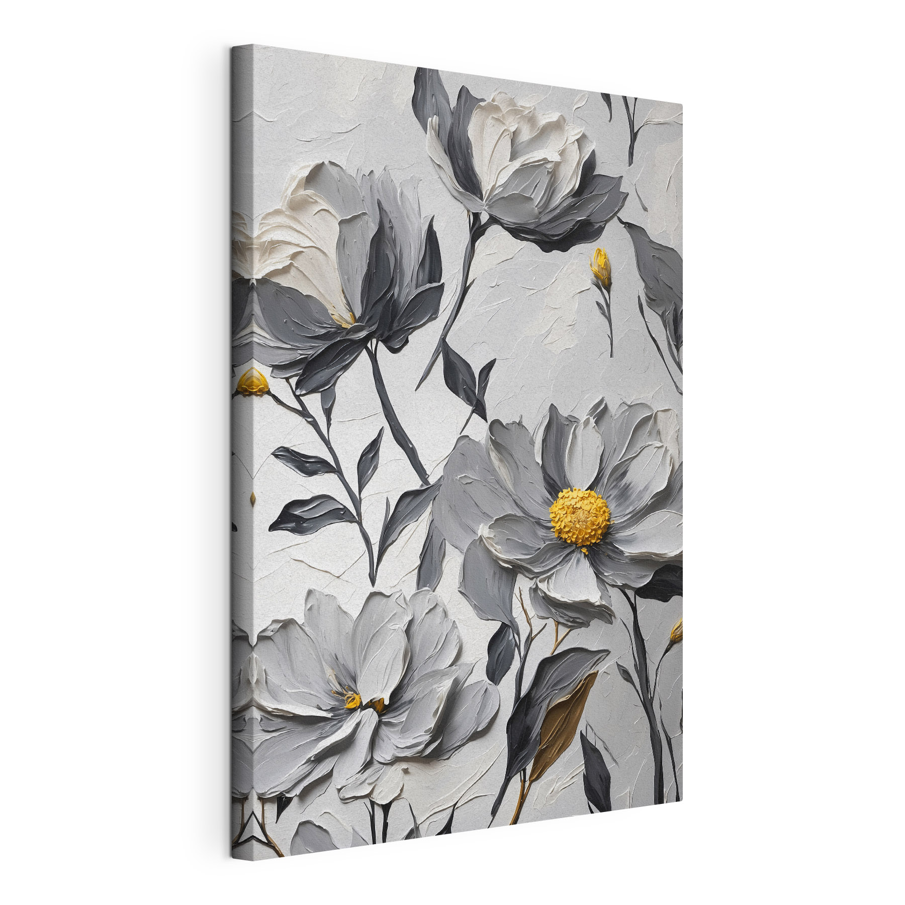 Painting of flowers on a white surface Painting of flowers on a white surface