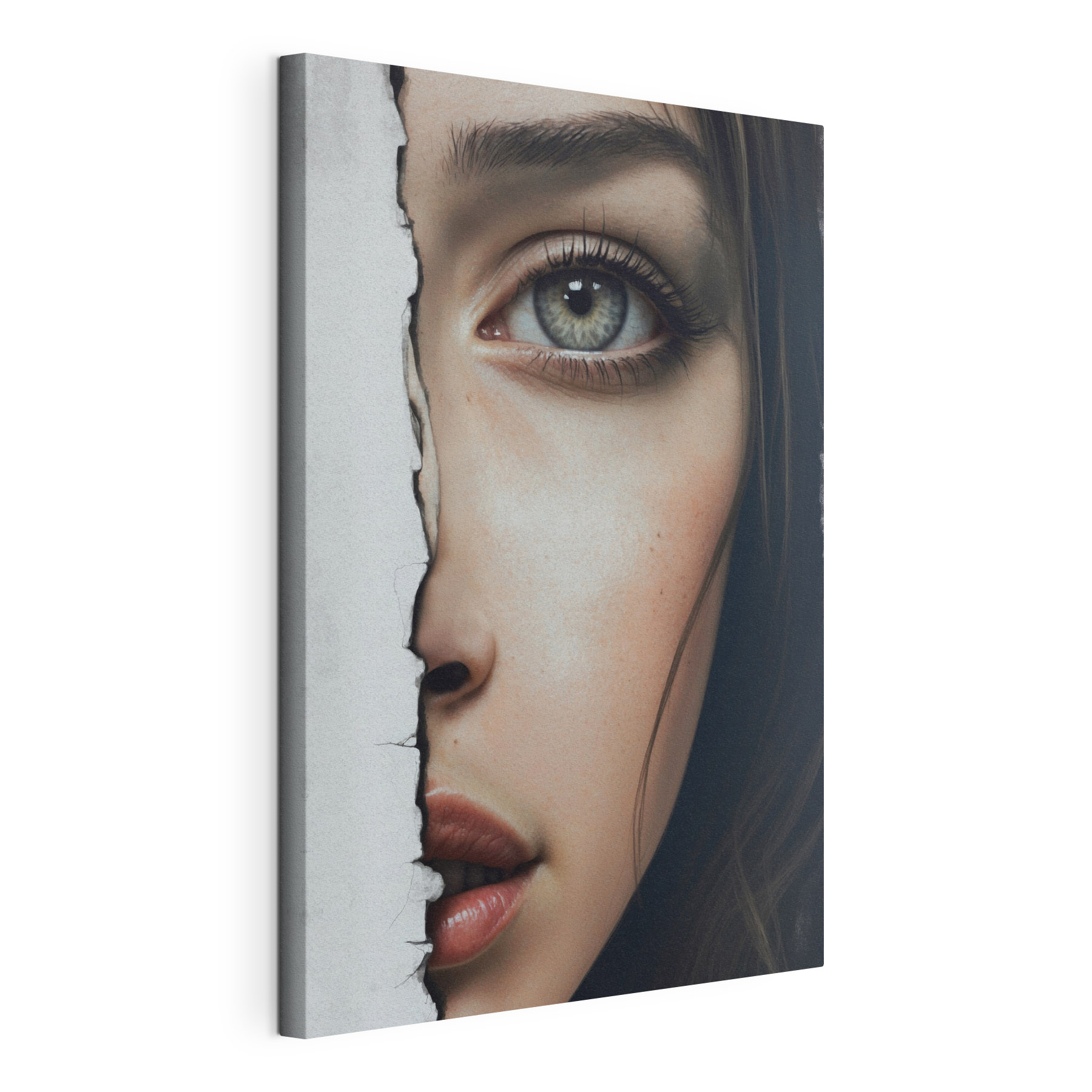 Woman's face with a torn paper Woman's face with a torn paper