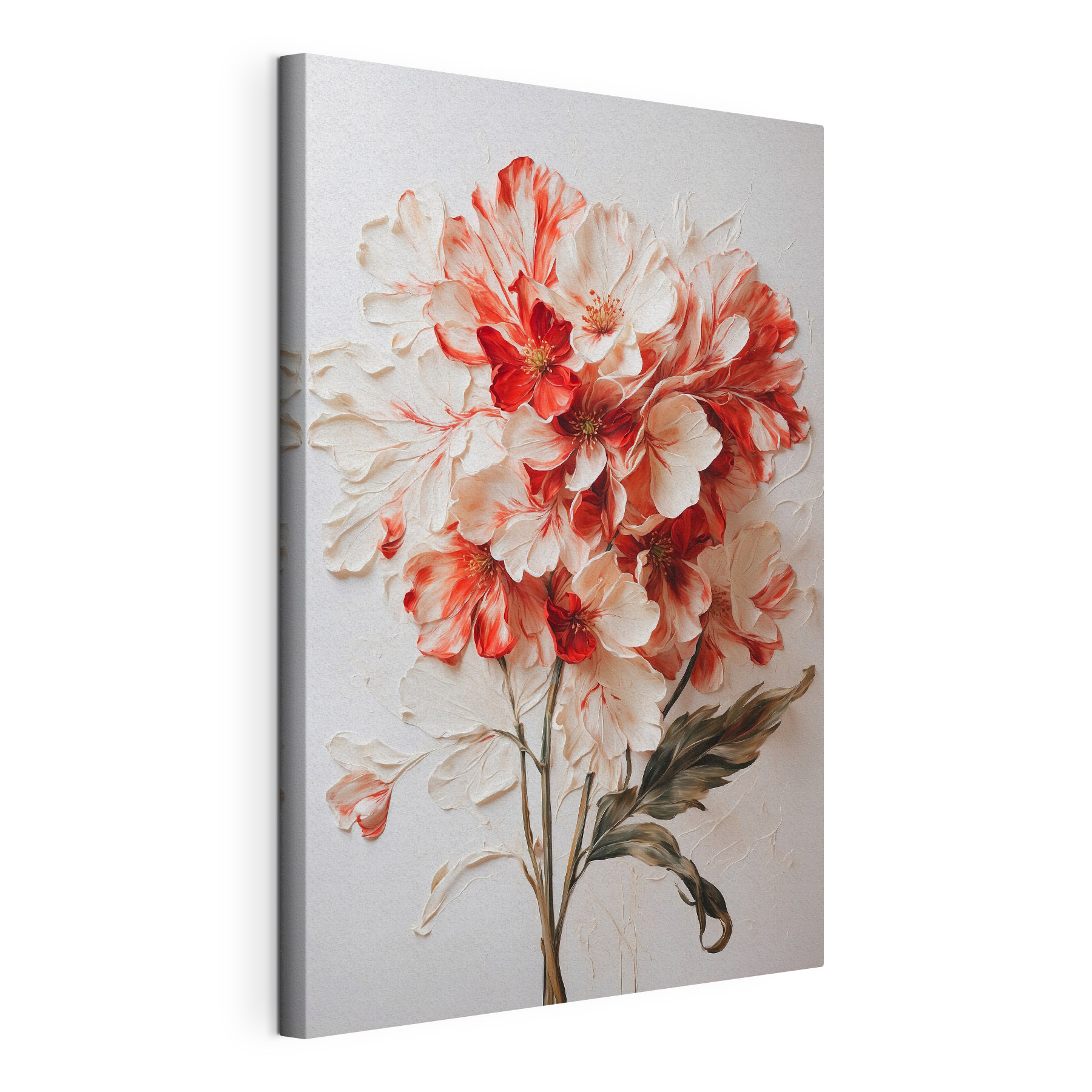 Painting of flowers on a white surface