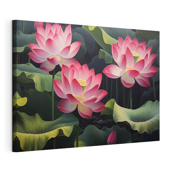 Quadri Quadri Mazzo di fiori rosa con foglie verdi (COD: s44120)