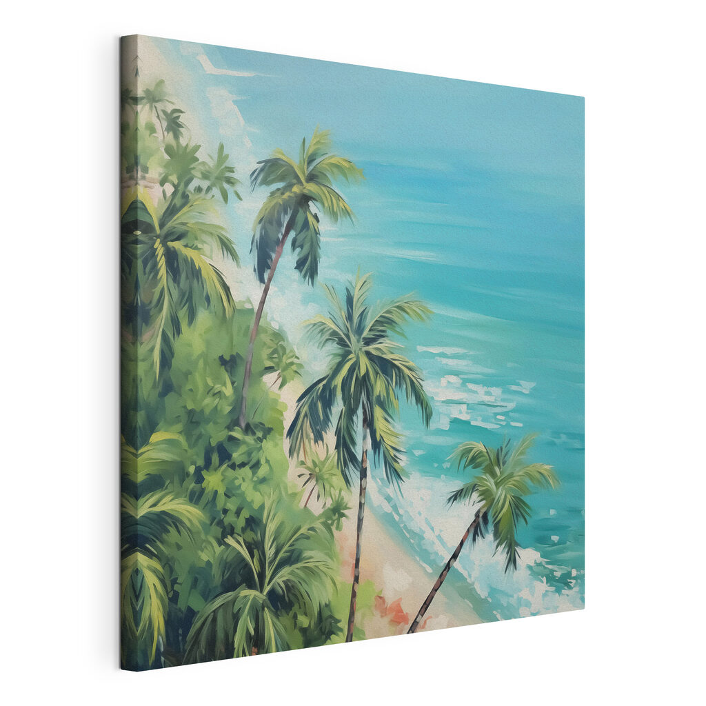 Beach with palm trees and blue water