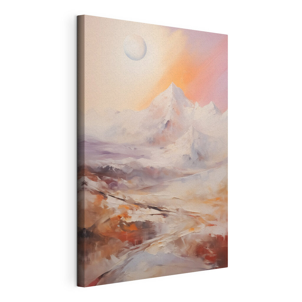 Painting of a snowy mountain range