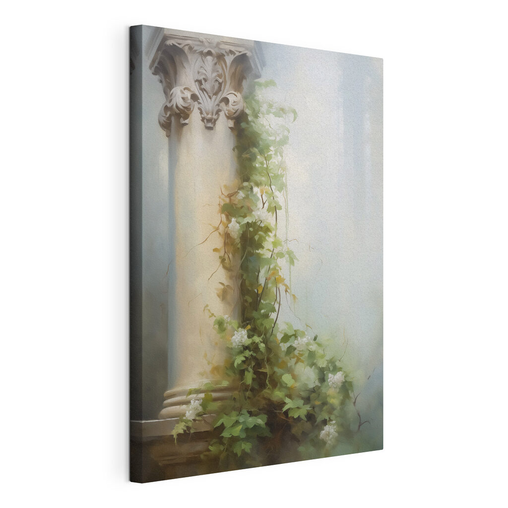 Painting of a column with ivy growing on it Painting of a column with ivy growing on it