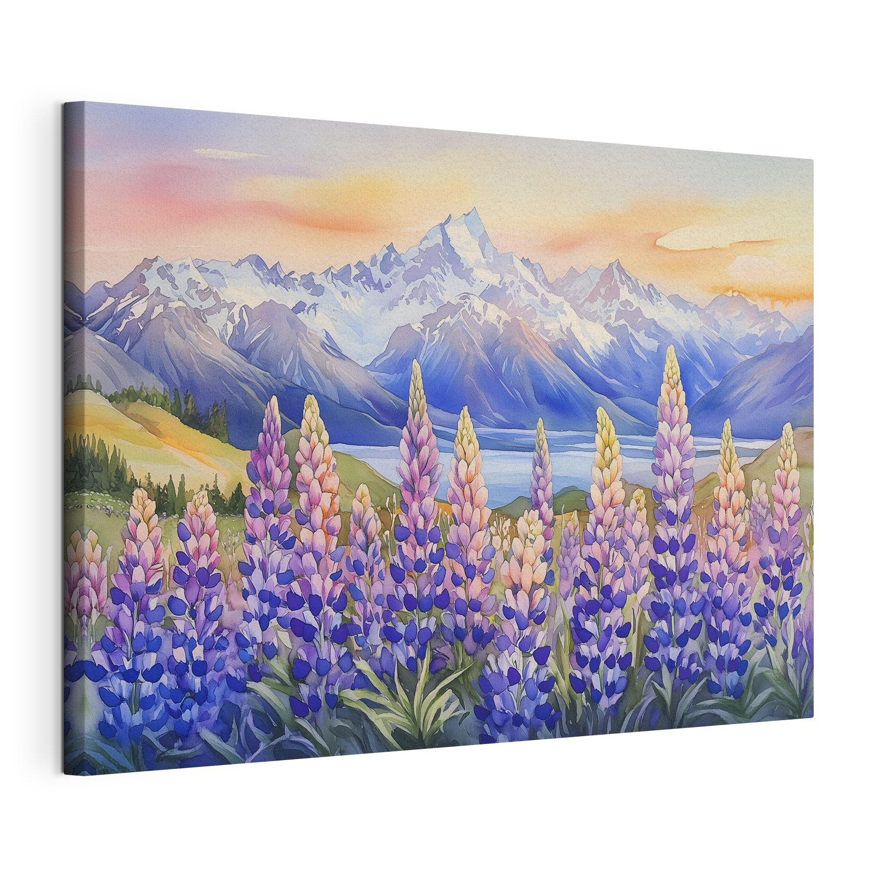 Painting of flowers and mountains Painting of flowers and mountains
