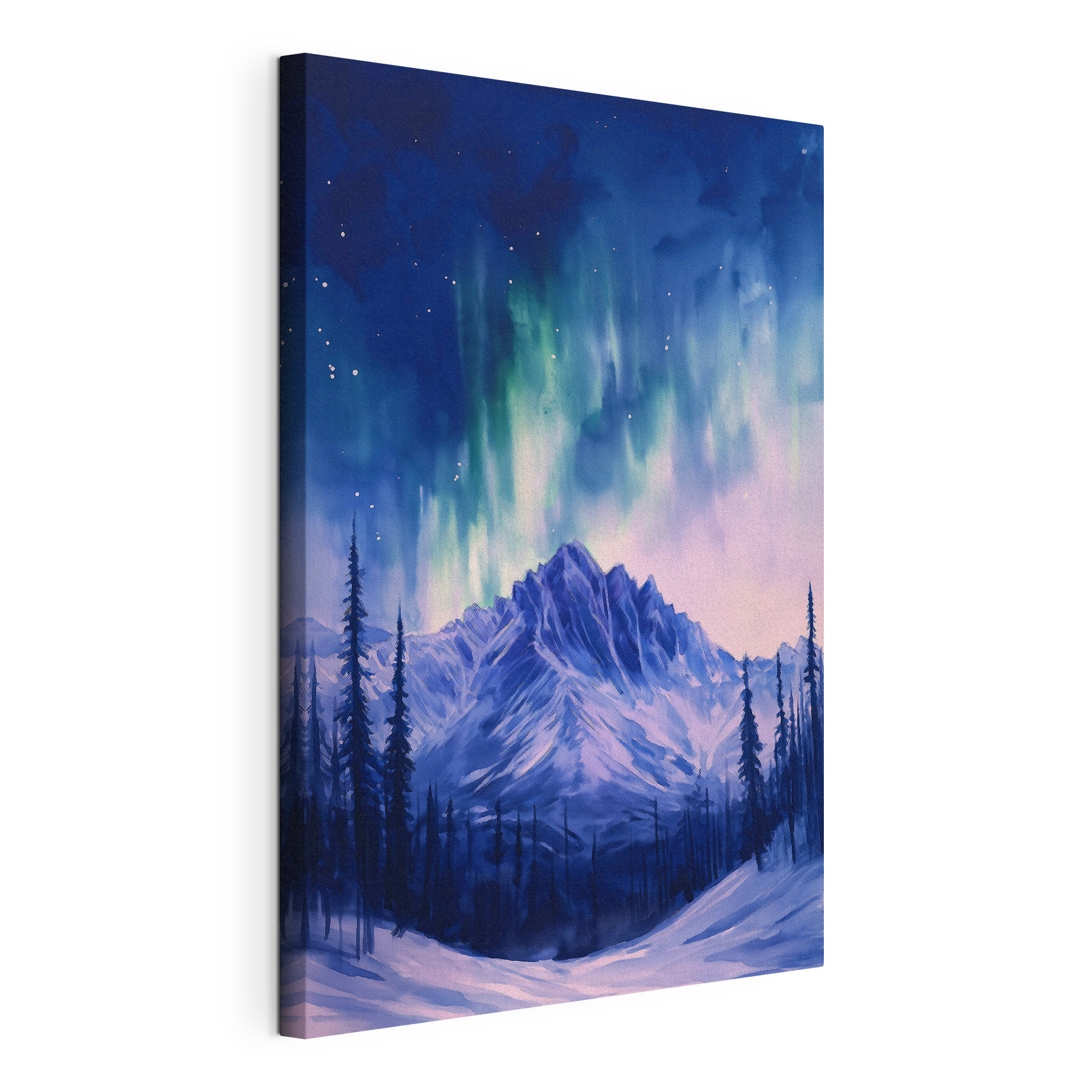 Enchanted night in a snowy landscape
