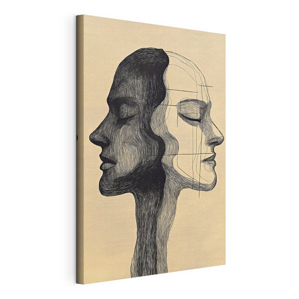 Disegno del volto di un uomo e di una donna Quadri Disegno del volto di un uomo e di una donna