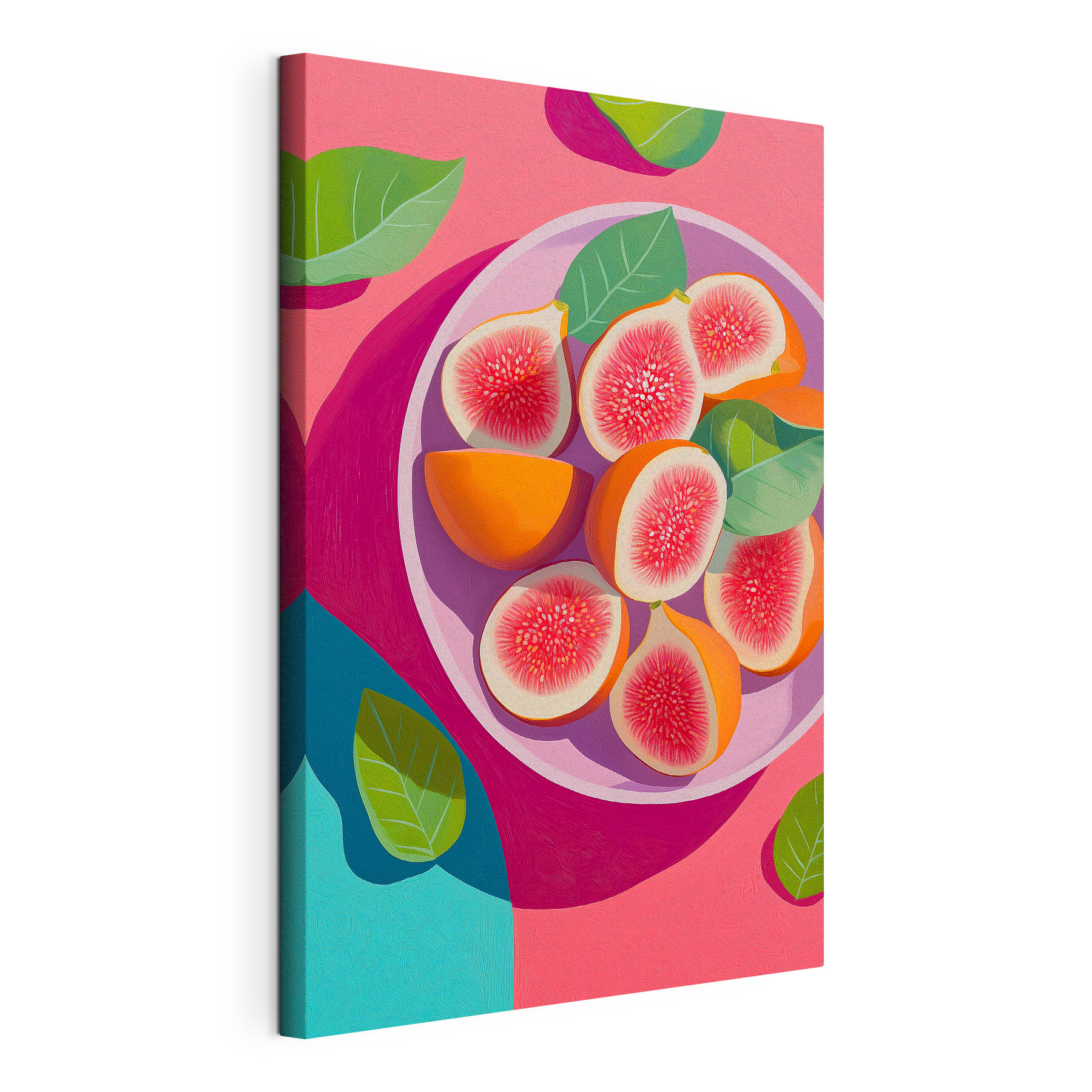 Bowl of fruit with leaves