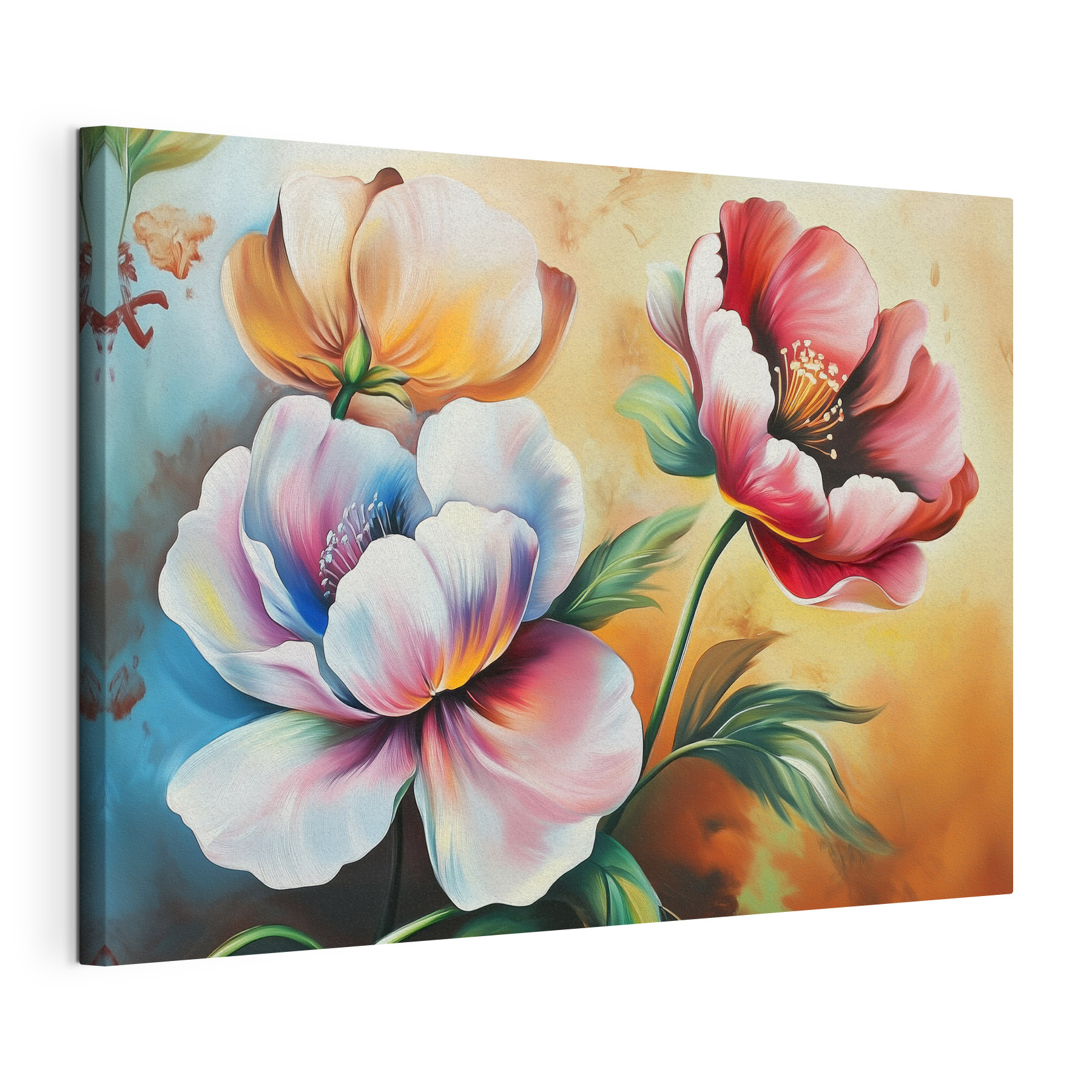 Painting of flowers on a yellow background