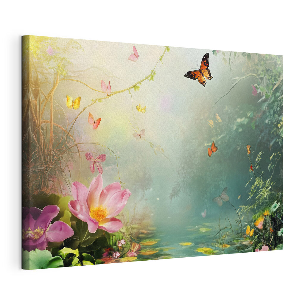 Butterfly and flowers in a forest