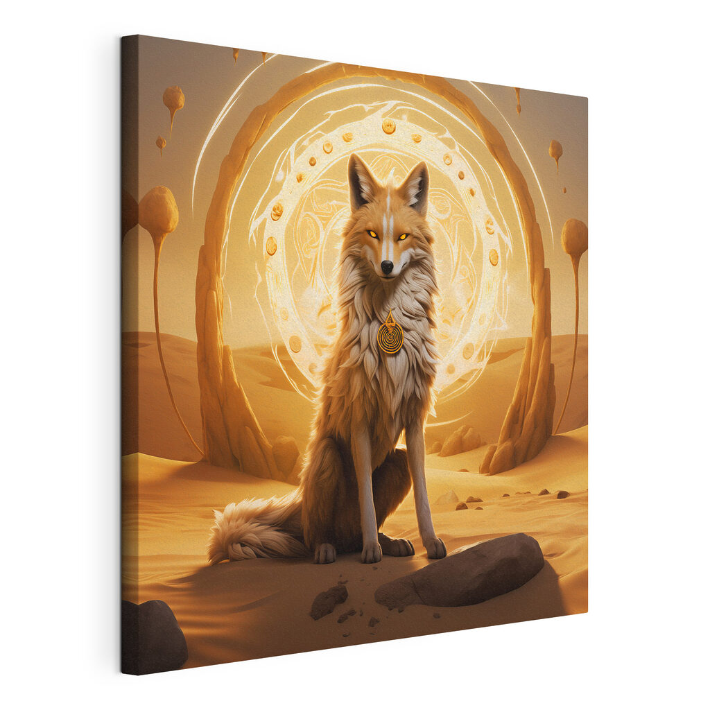 Fox sitting in a desert