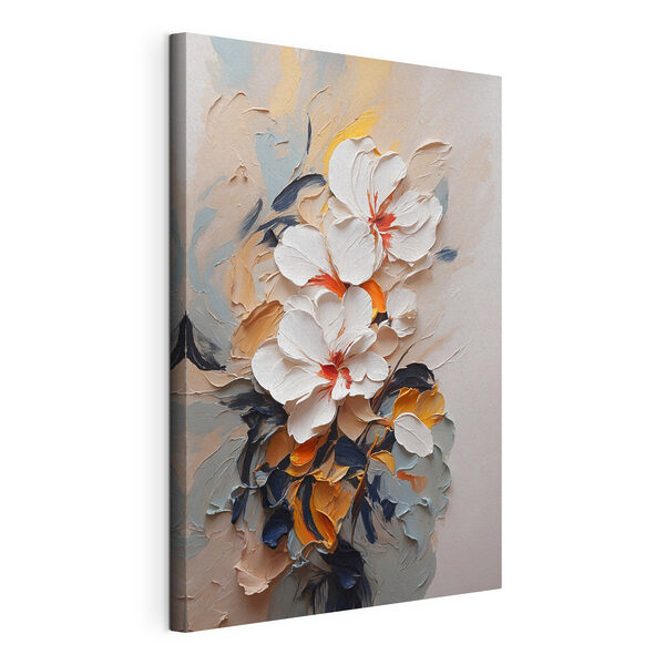 Quadri Un dipinto di fiori su una parete