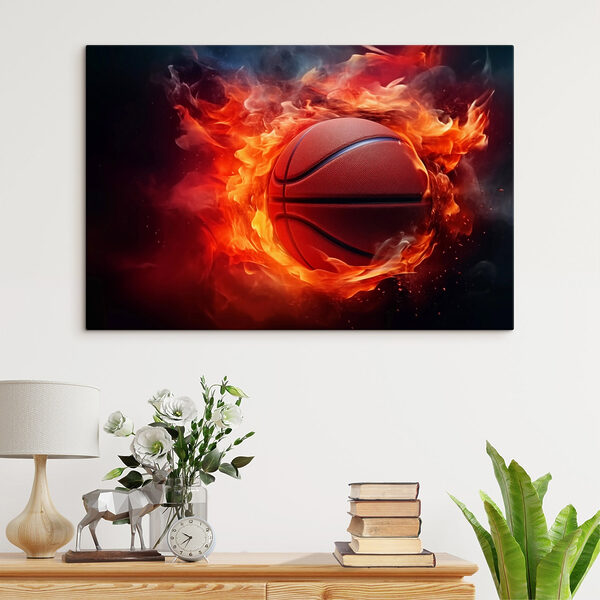 Basketball in flames on a black background Basketball in flames on a black background
